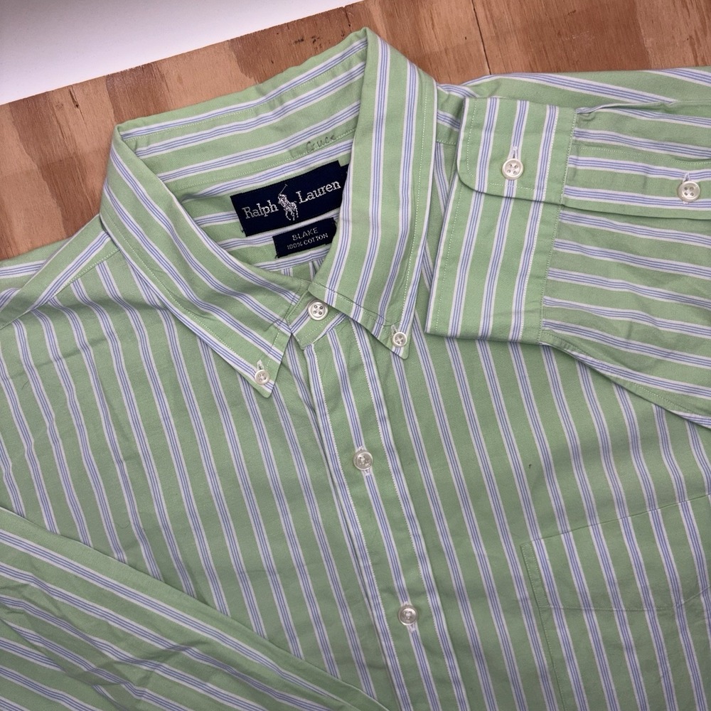 Polo Ralph Lauren Blake Mens 2XL XXL Long Sleeve Striped Button Down 100% Cotton
